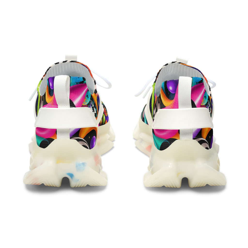 Women's Mesh Sneakers — Colorful Abstract Retro Bubble Print Athletic Shoes