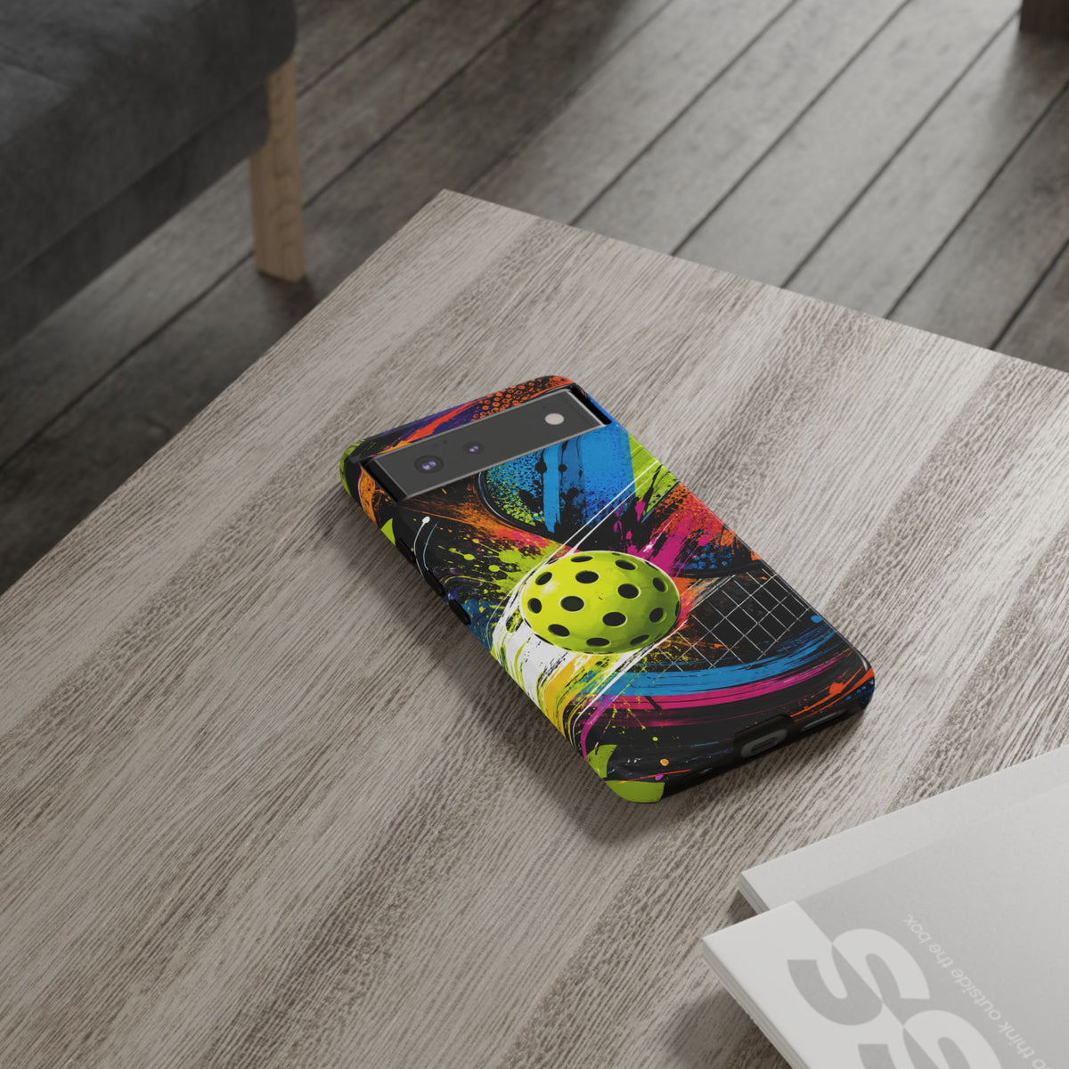Pickleball Phone Case – Neon Paddle & Ball Splash Tough Case