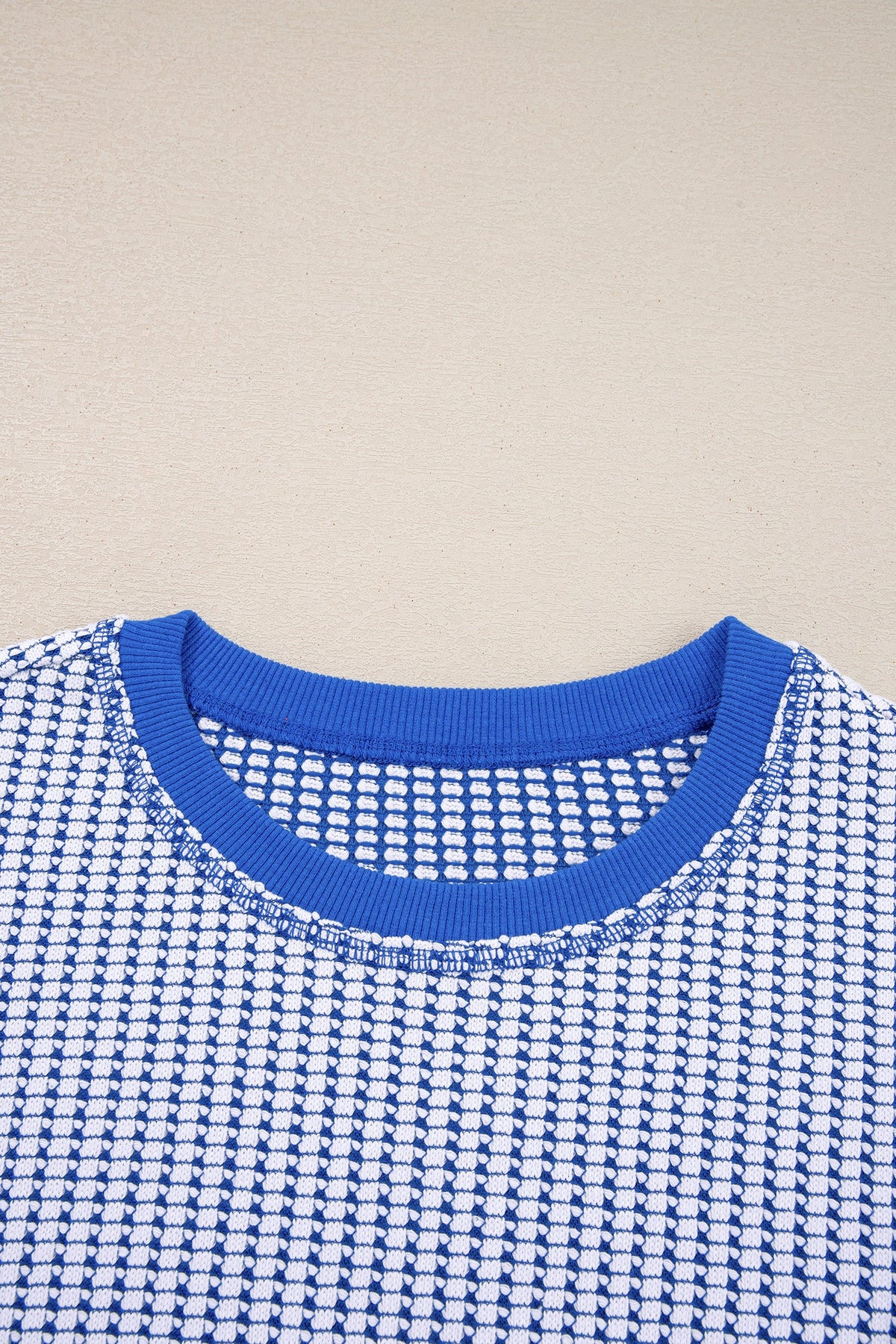 Waffle Knit Exposed Seam Side Slit Long Sleeve Top