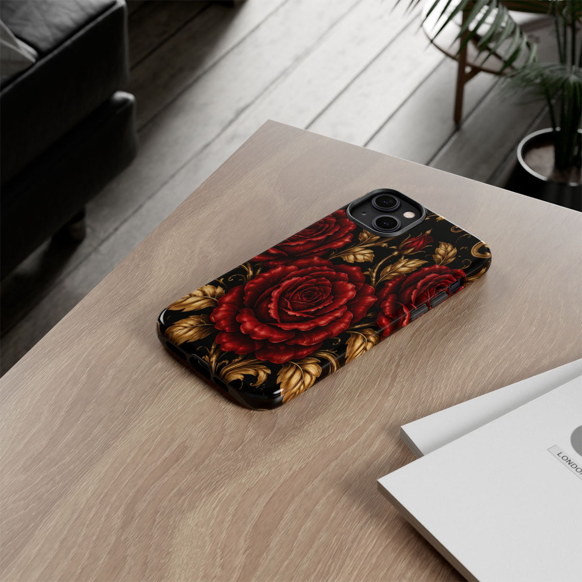 Tough Cases — Vintage Red Rose Floral Phone Case
