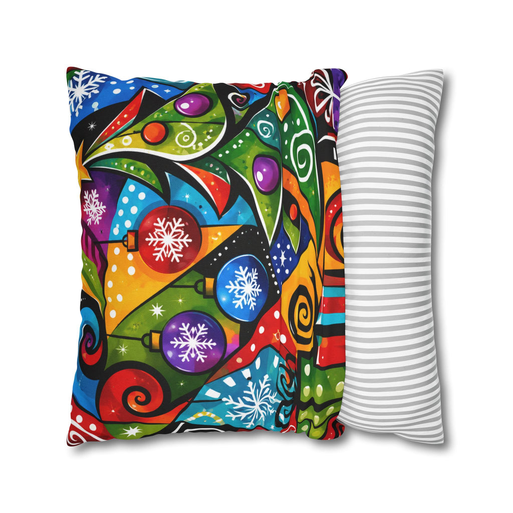 Colorful Abstract Christmas Tree Pillowcase — Festive Holiday Throw Pillow Cover