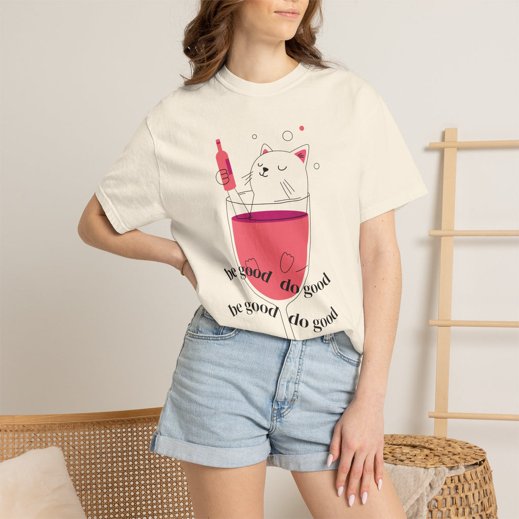Cat in Wine Glass T-shirt | be good do good design