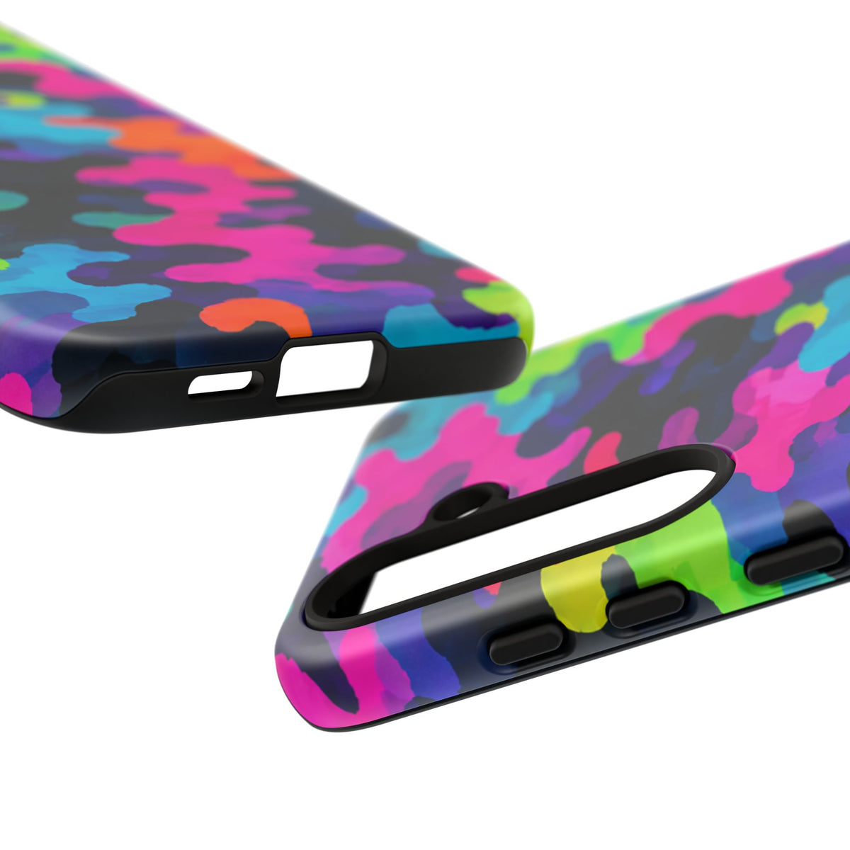 Neon Camo Tough Phone Case — Bright Rainbow Protective iPhone Cover