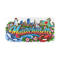 Massachusetts Scenic Vanity Plate | State Map, Lighthouse, Whale, Crab