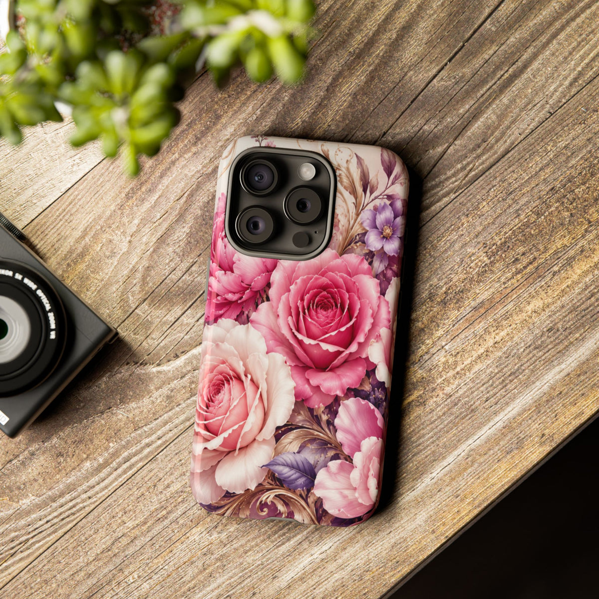 Pink Vintage Roses phone case | floral iPhone cover