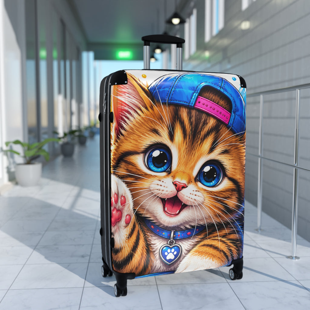 Cute Kitten Carry-On Suitcase – Cartoon Cat Travel Luggage