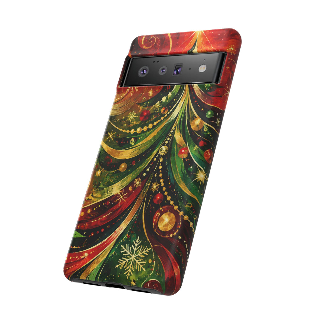 Christmas Tree Tough Phone Case — Festive Red & Green Holiday Phone Cover