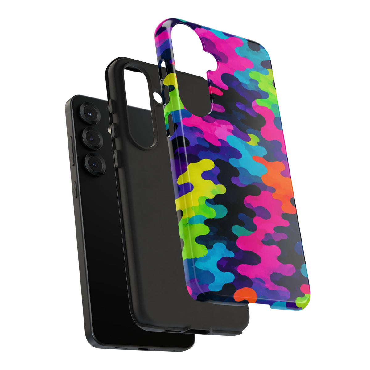 Neon Camo Tough Phone Case — Bright Rainbow Protective iPhone Cover