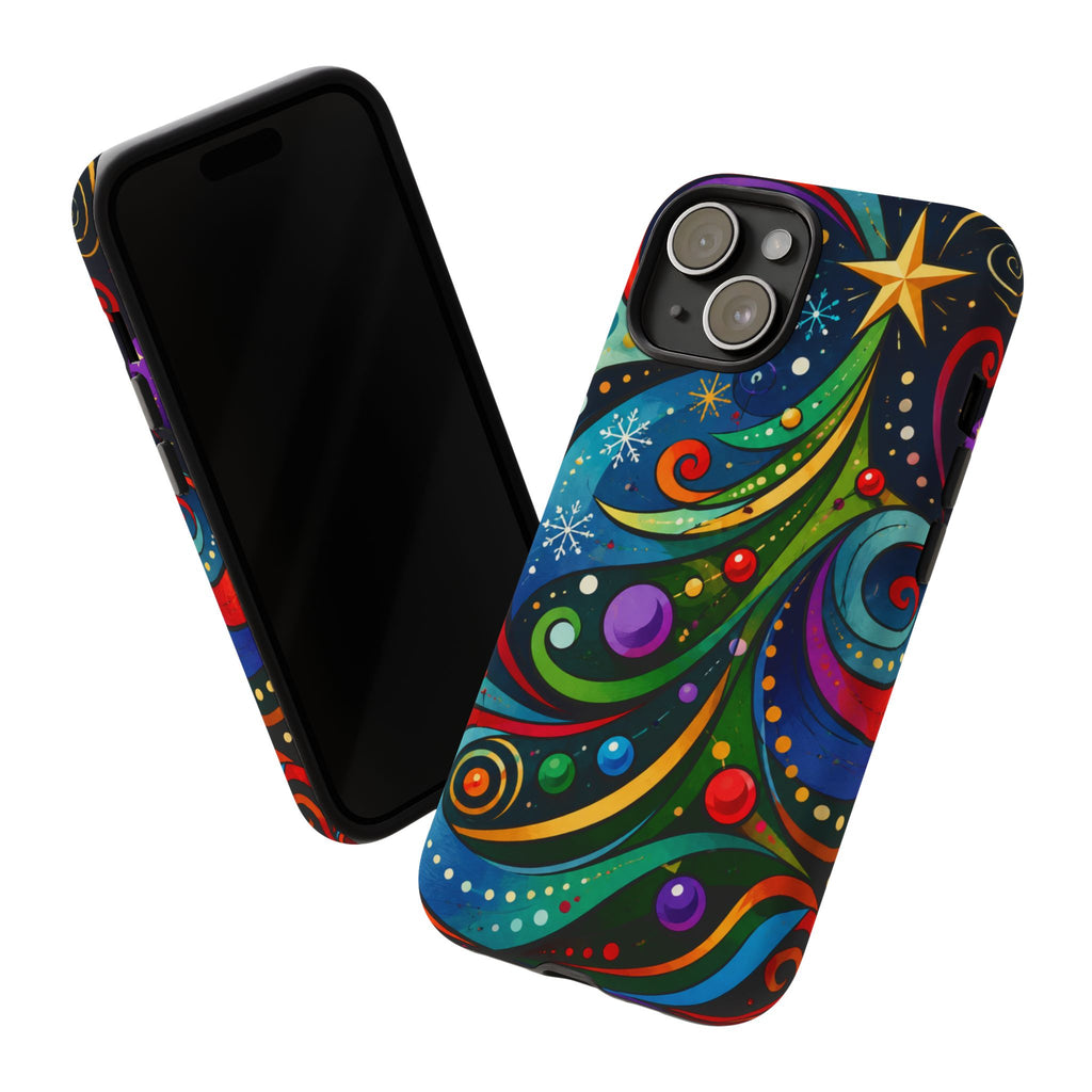 Colorful Swirl Christmas Tree Tough Phone Case
