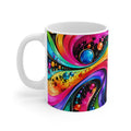 Psychedelic Swirl 11oz Coffee Mug — Vibrant Rainbow Abstract Design