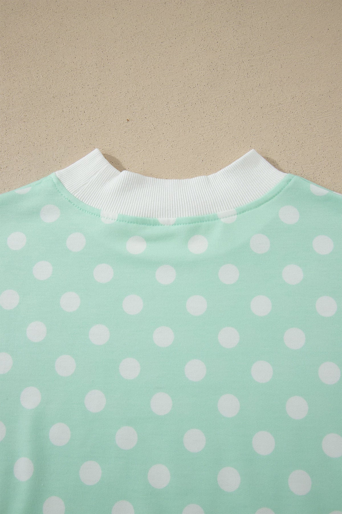 Polka Dot Colorblock Mock Neck & Shorts Set