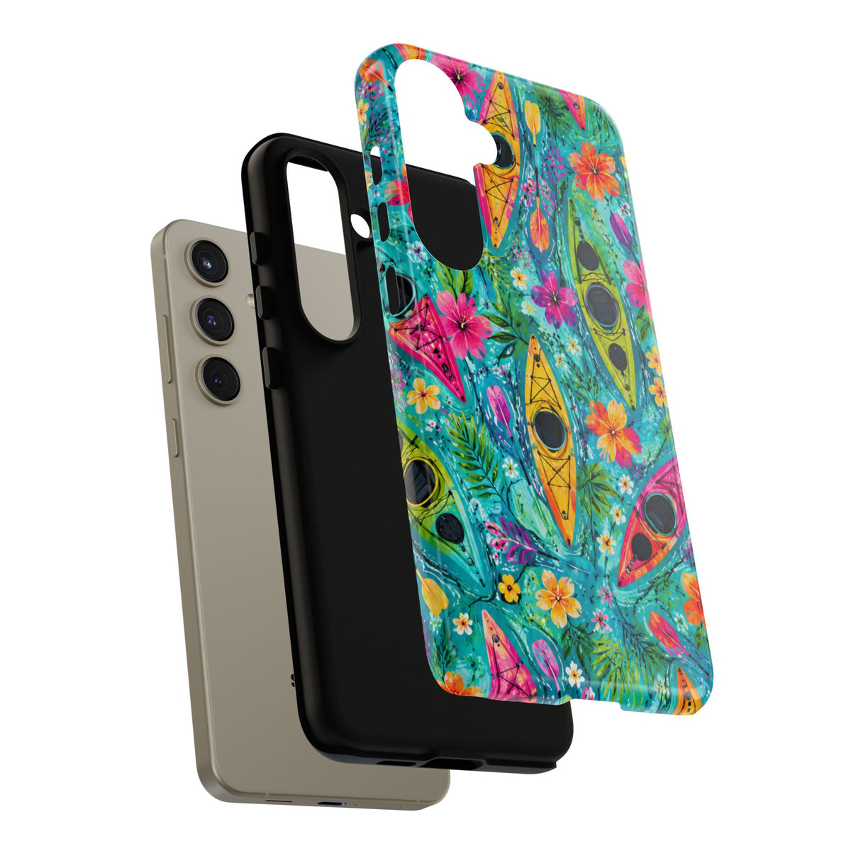 Tropical Kayak Phone Case – Colorful Floral Waterproof Pattern