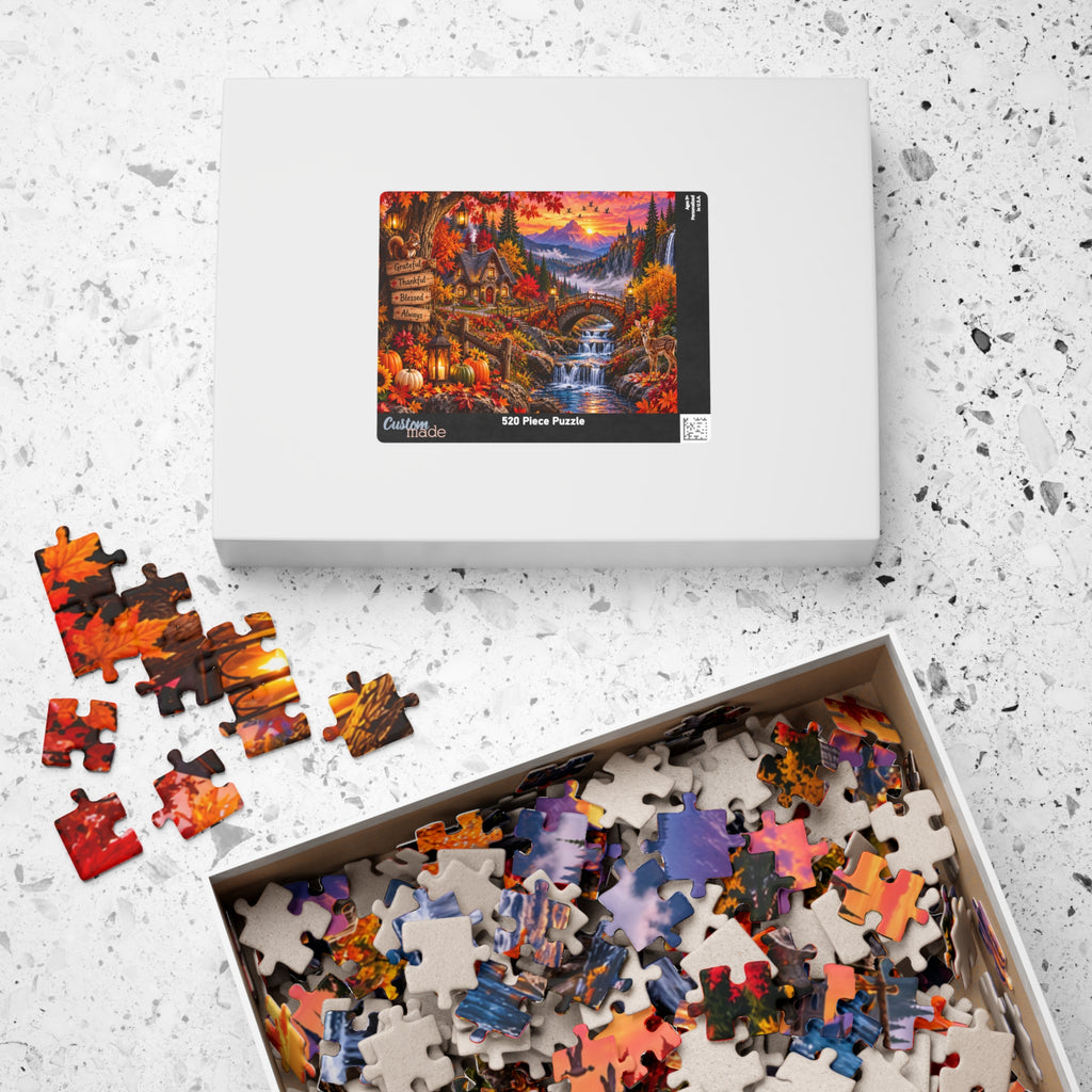 Autumn Cottage 520/1014-Piece Jigsaw Puzzle — Grateful Thankful Blessed Fall Scene