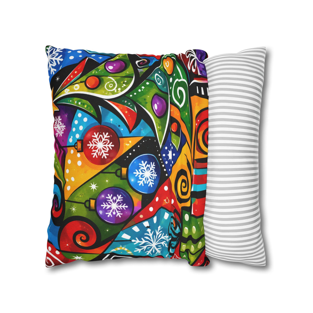 Colorful Abstract Christmas Tree Pillowcase — Festive Holiday Throw Pillow Cover