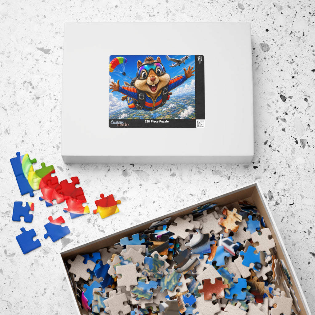 Skydiving Squirrel Jigsaw Puzzle — Cute Adventure Cartoon Puzzle (110/252/520/1014 pcs)