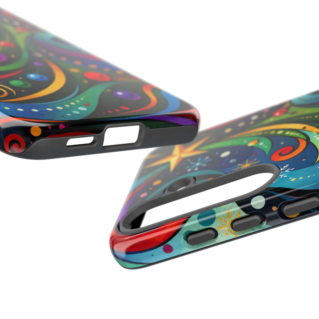 Colorful Swirl Christmas Tree Tough Phone Case