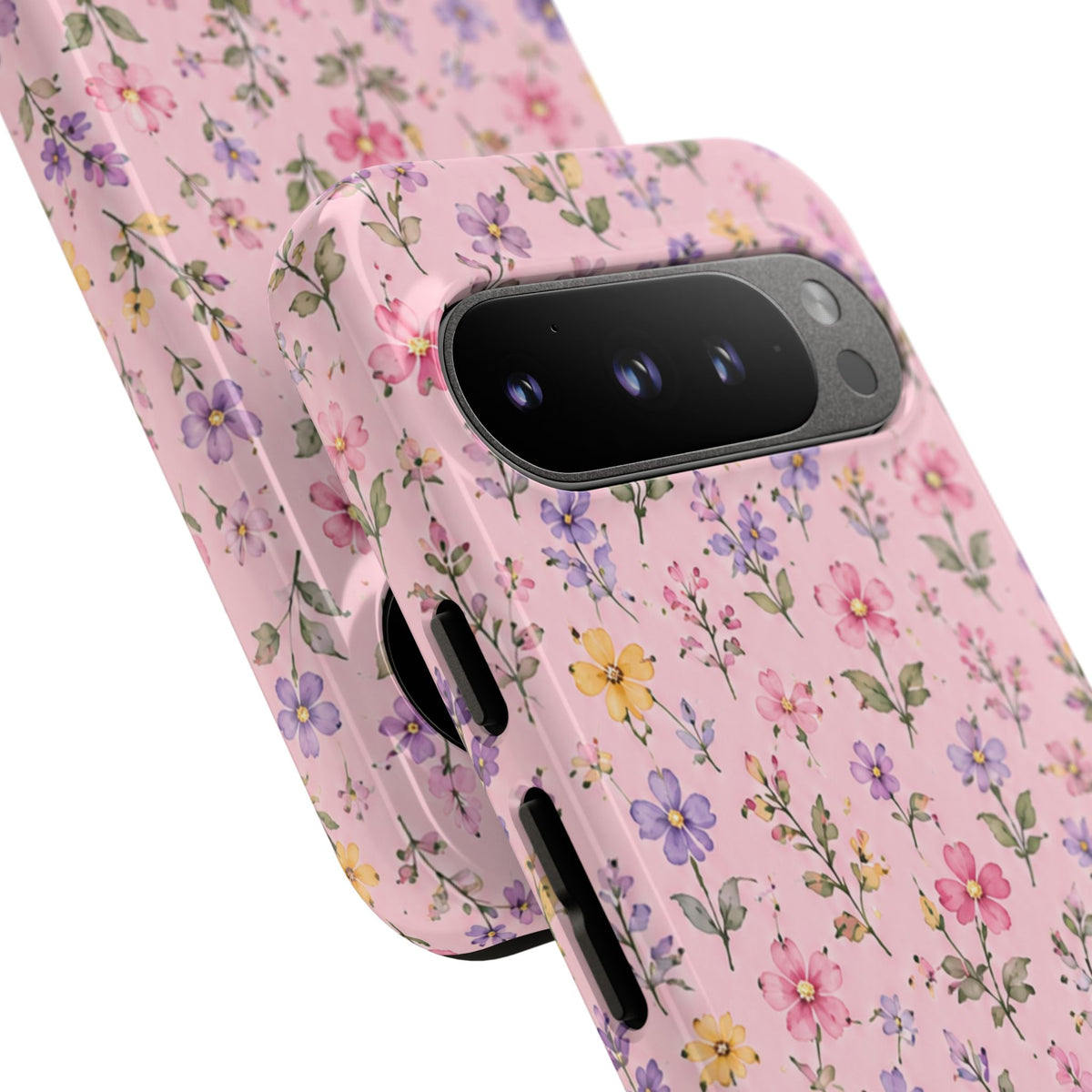 Floral Pink Tough Phone Case — Pastel Wildflower Protective Case