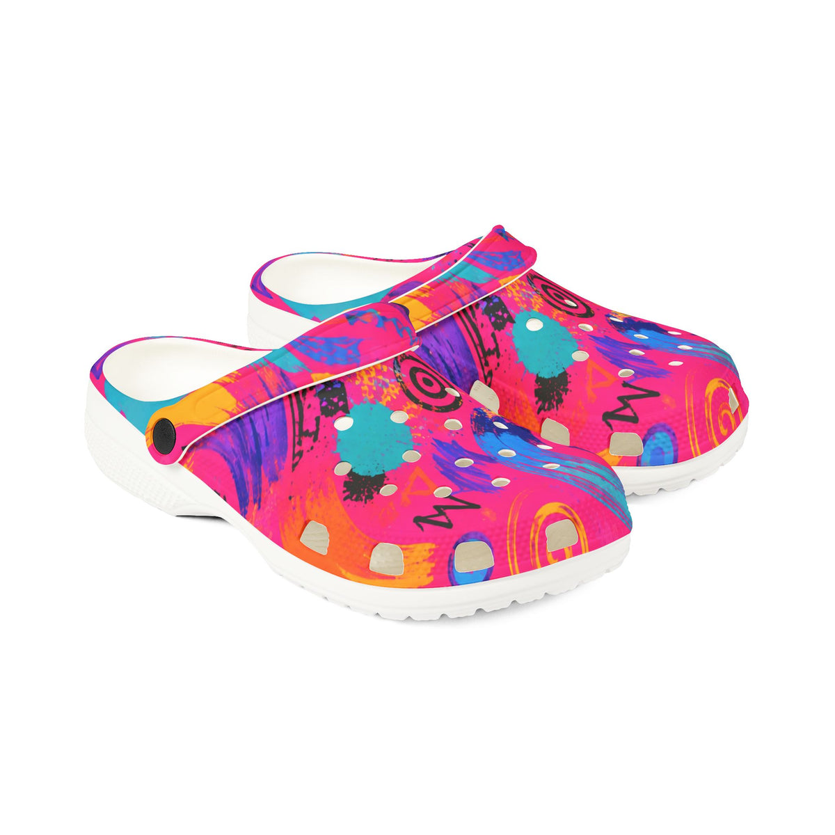 Colorful Abstract EVA Foam Clogs — Vibrant Paint Splash Slip-On Shoes