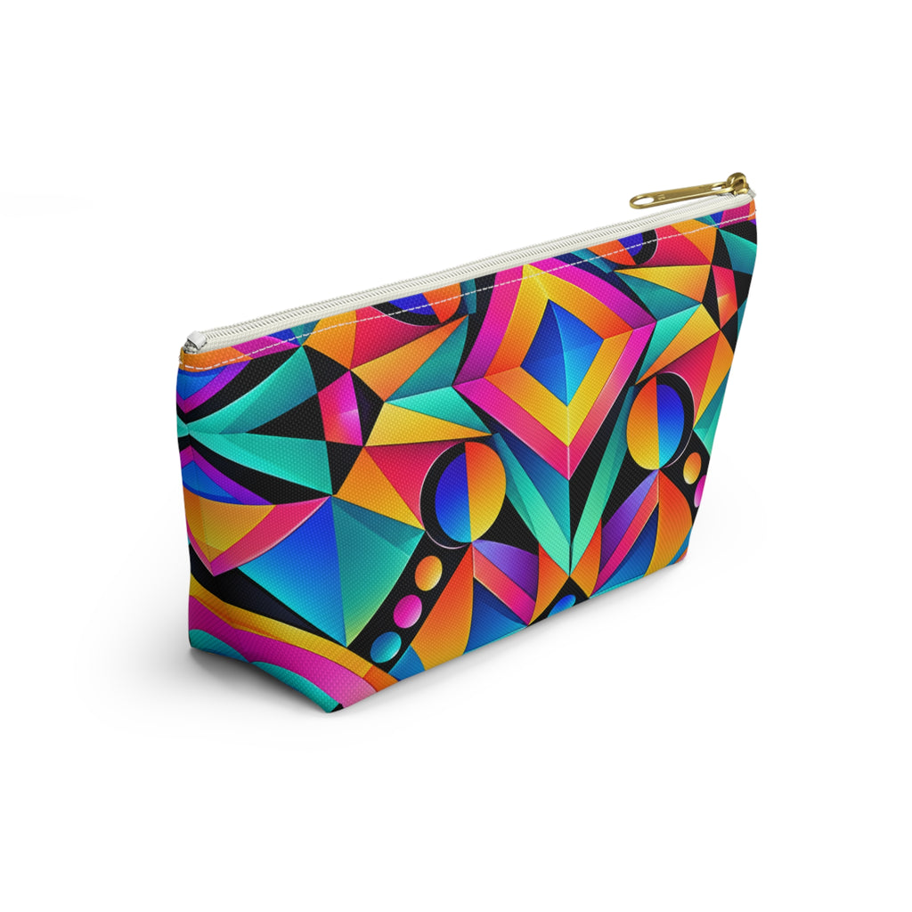 Geometric Neon Makeup Pouch — Colorful Art Deco Accessory Bag