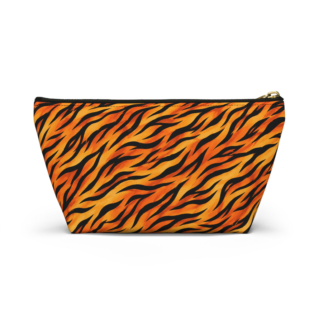 Tiger Stripe Accessory Pouch - Orange T-Bottom Makeup Bag