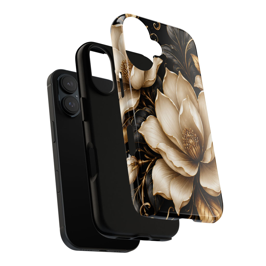 Floral Tough Case — Elegant Gold Magnolia Phone Case