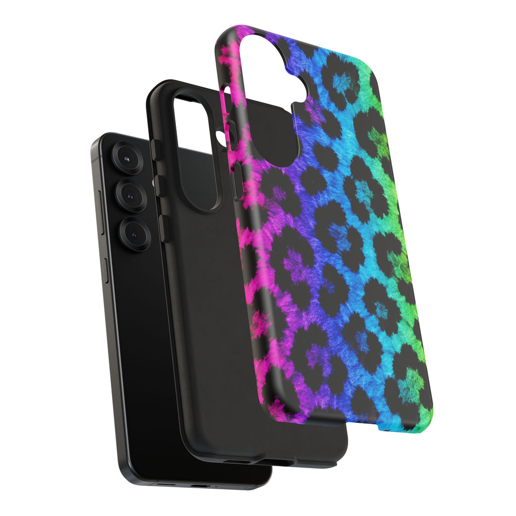 Neon Rainbow Leopard Tough Case – Colorful Animal Print Phone Cover