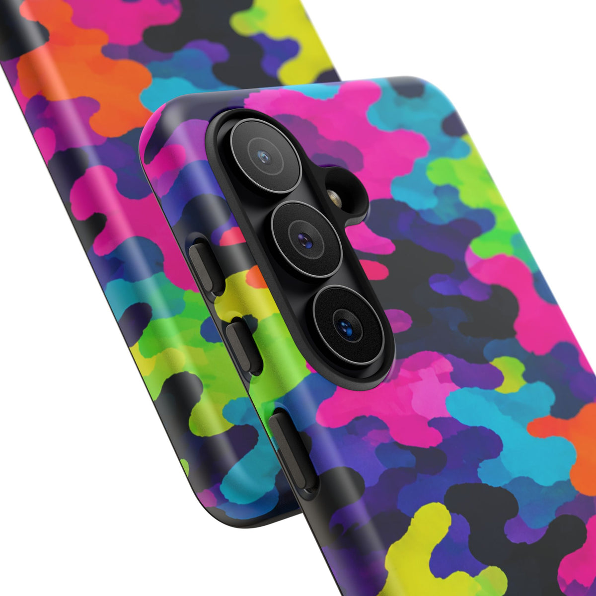 Neon Camo Tough Phone Case — Bright Rainbow Protective iPhone Cover
