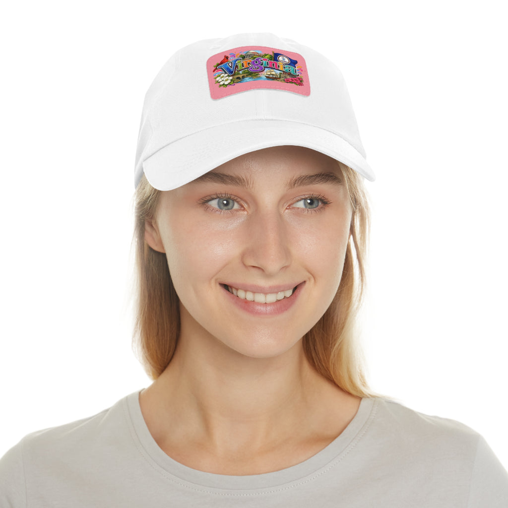 Virginia Postcard Patch Dad Hat | Leather Rectangle State Patch