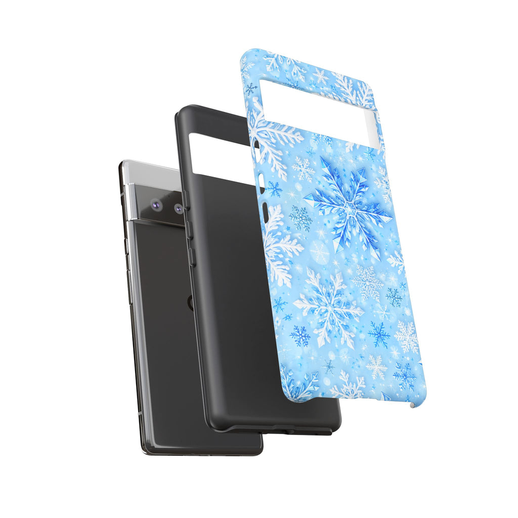 Winter Snowflake Tough Phone Case — Blue Holiday Protective Cover