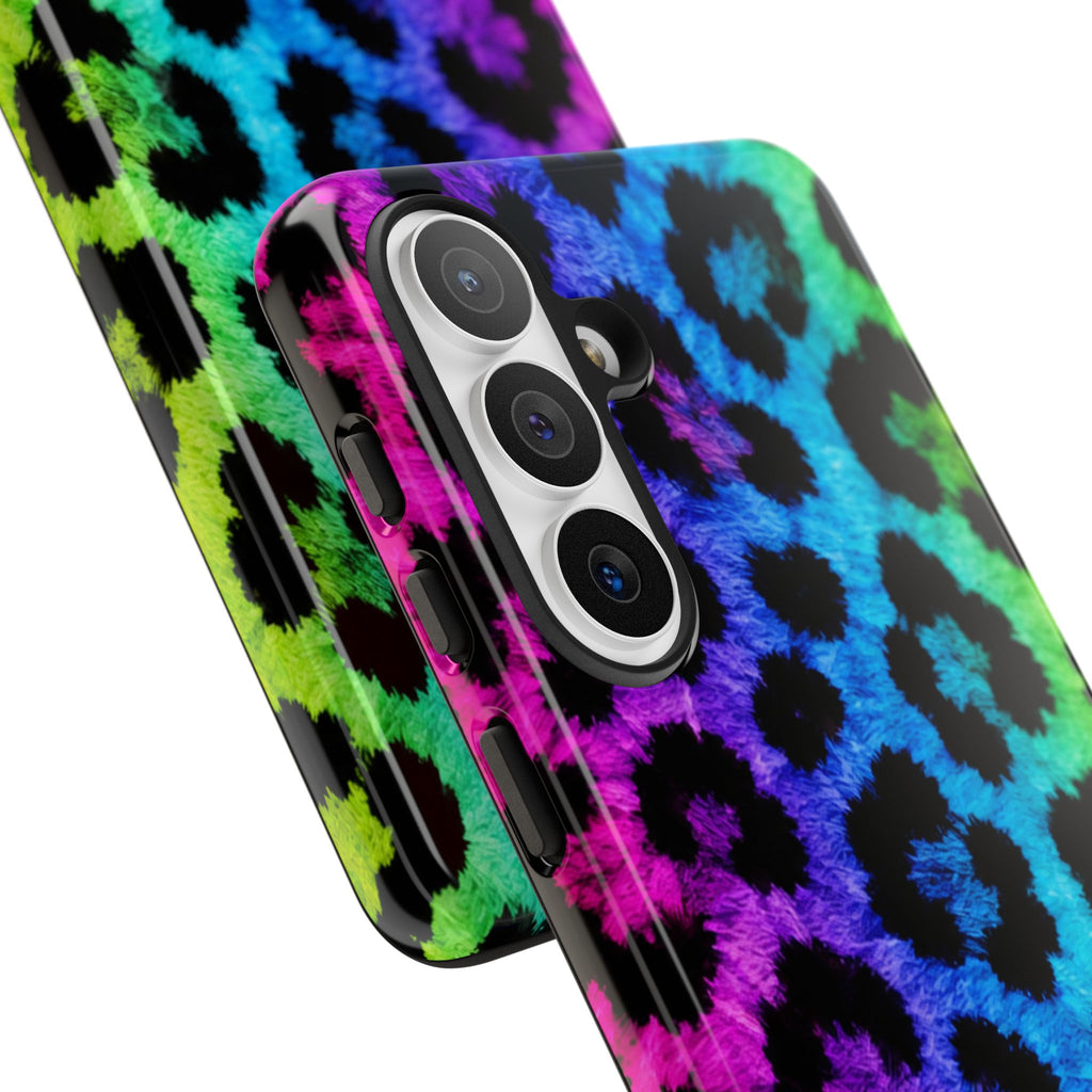 Neon Rainbow Leopard Tough Case – Colorful Animal Print Phone Cover