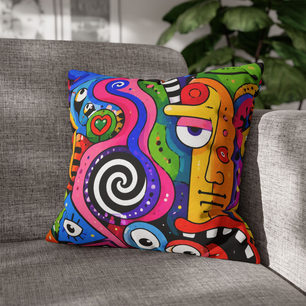 Colorful Abstract Doodle Pillowcase | Spun Polyester Square Pillowcase