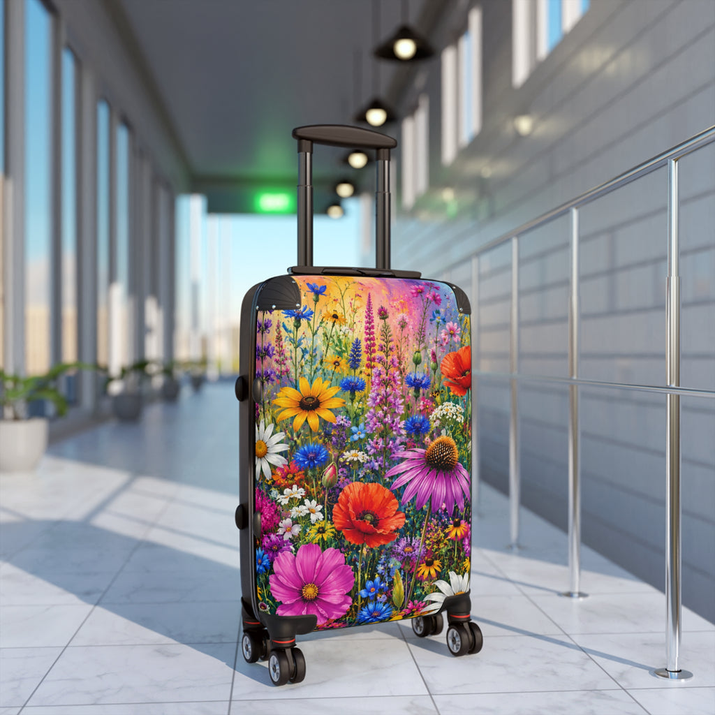 Floral Meadow Suitcase – Colorful Wildflower Rolling Luggage