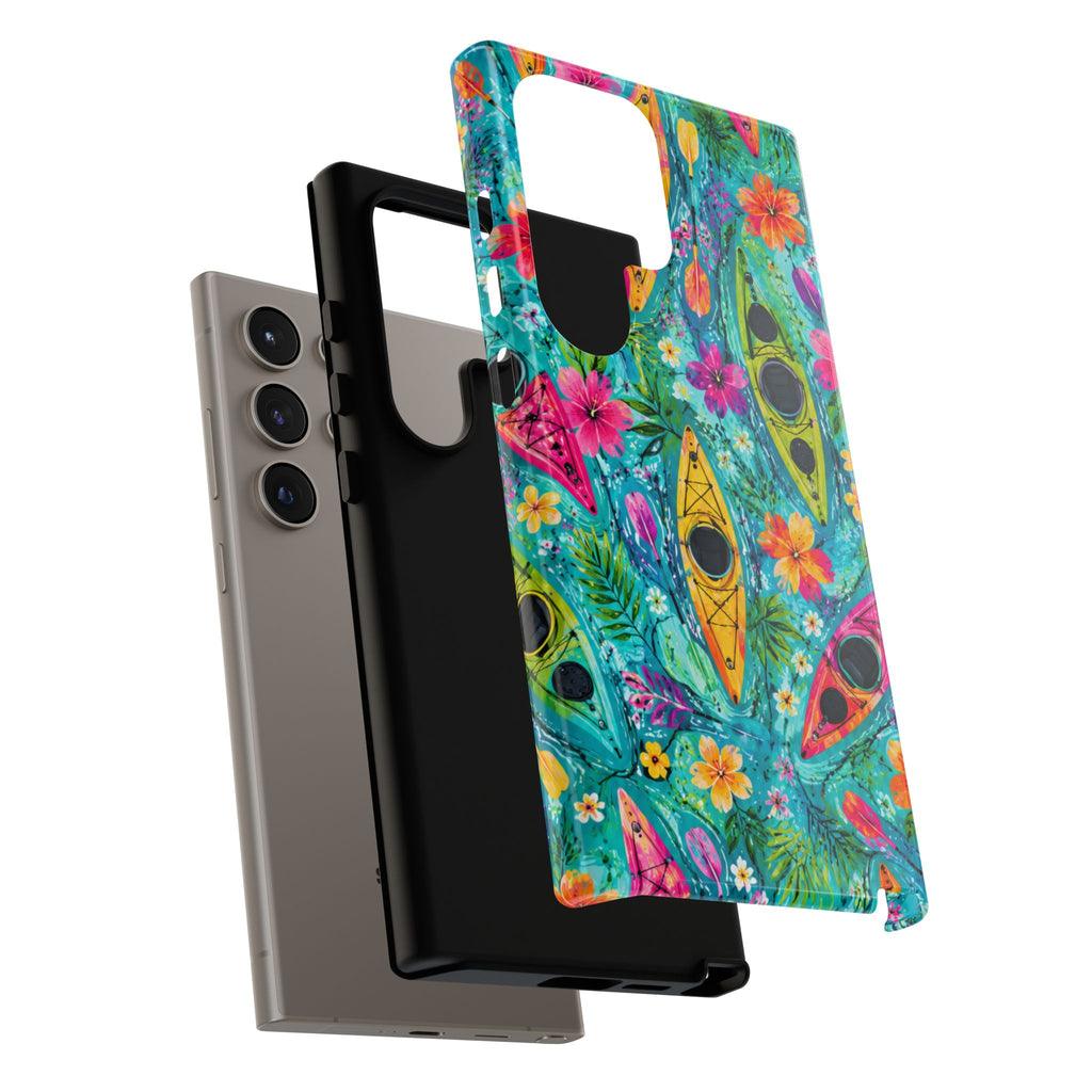 Tropical Kayak Phone Case – Colorful Floral Waterproof Pattern