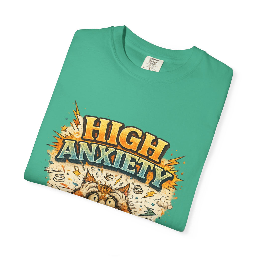High Anxiety Cat Illustration T-shirt | Nervous Kitty Graphic Tee