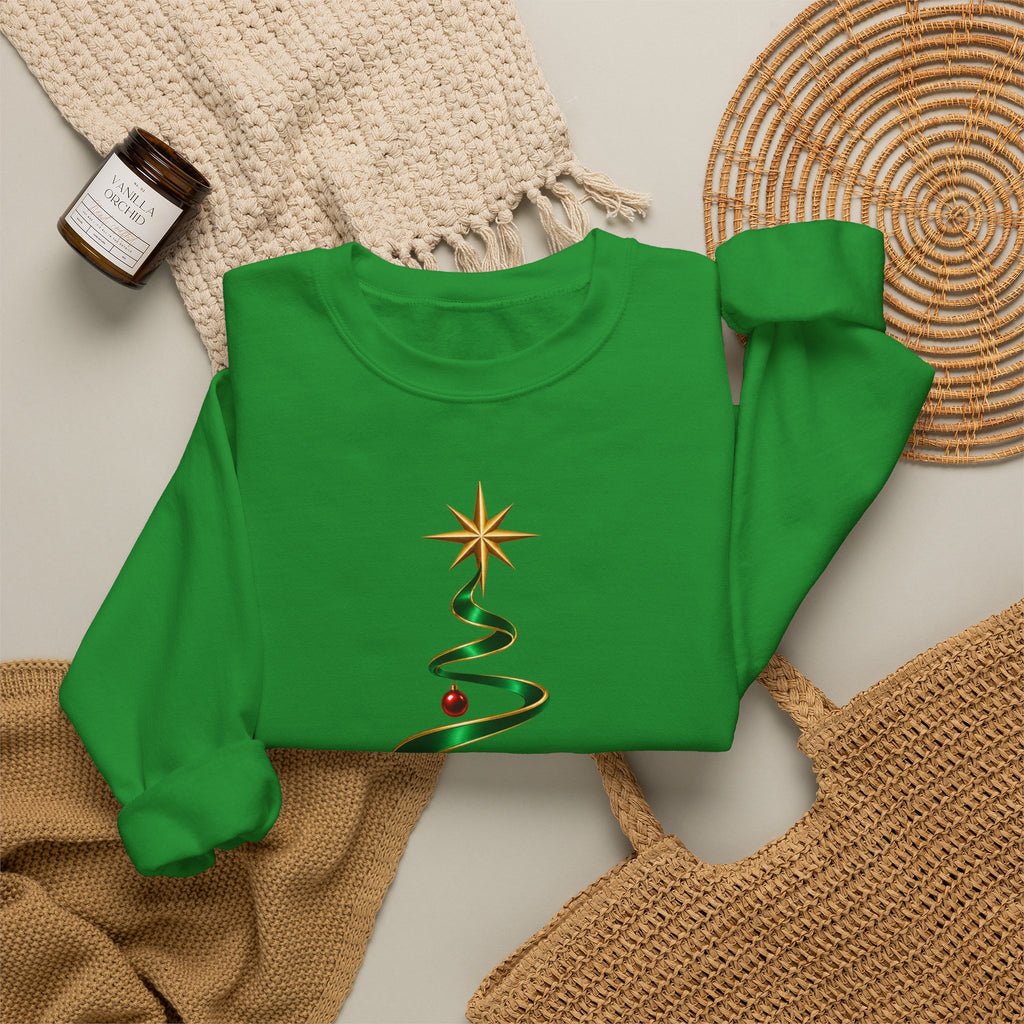Minimal Green Ribbon Christmas Tree Sweatshirt