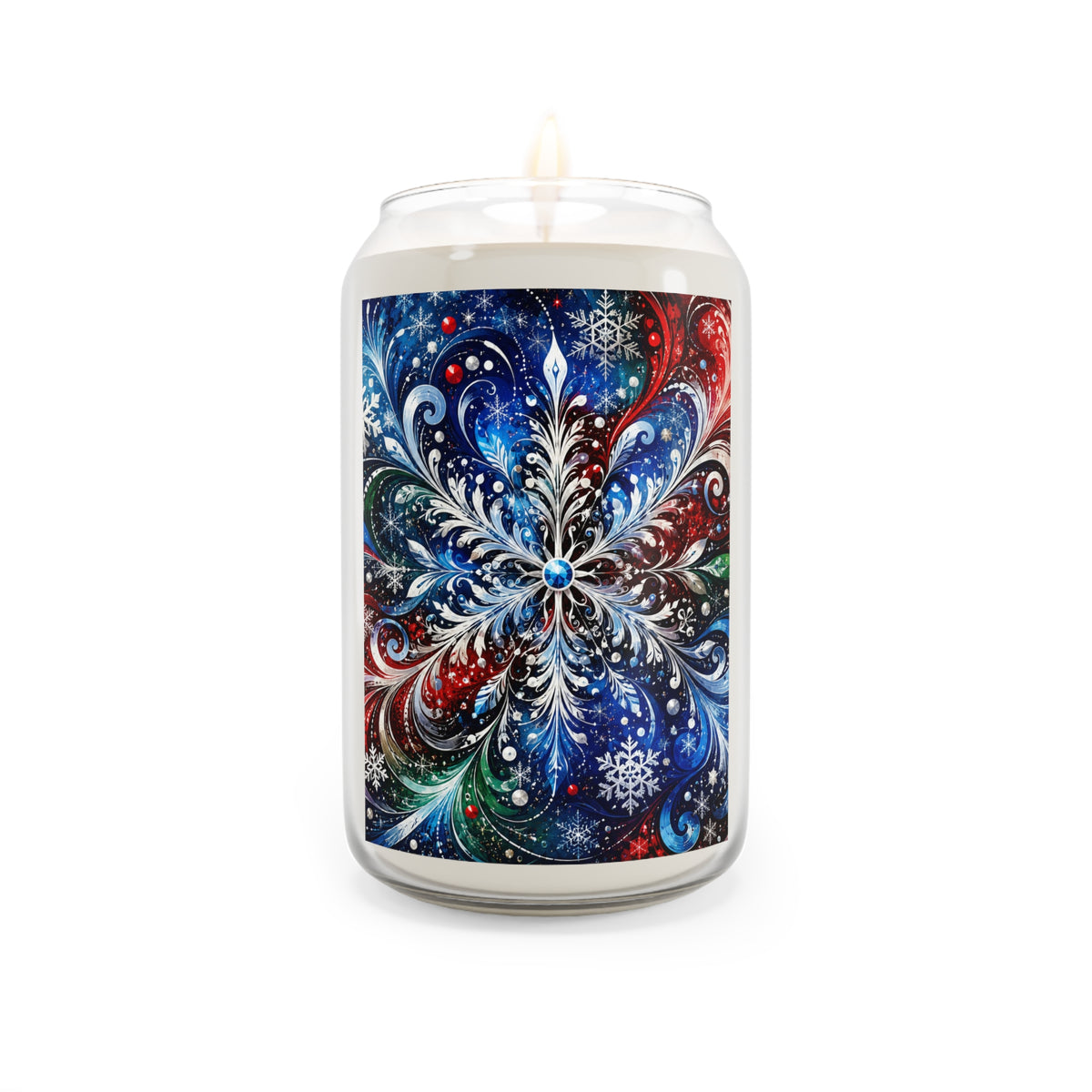 Festive Snowflake Soy Candle — Scented 13.75oz Holiday Candle