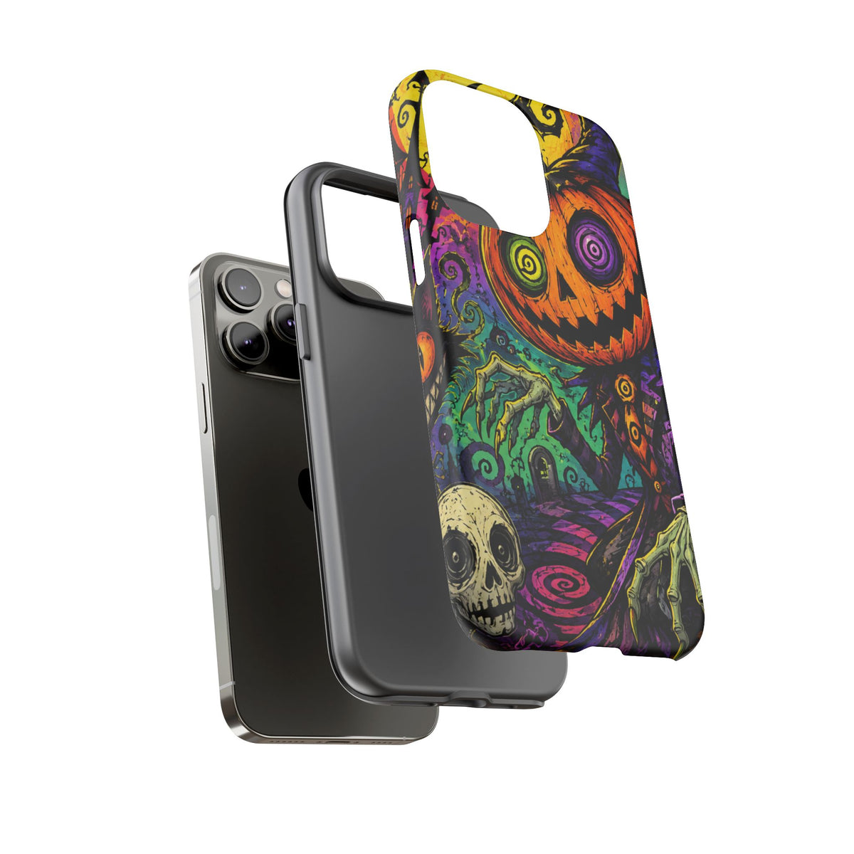 Halloween Pumpkin Skull Phone Case — Psychedelic Jack-o'-Lantern Tough Case