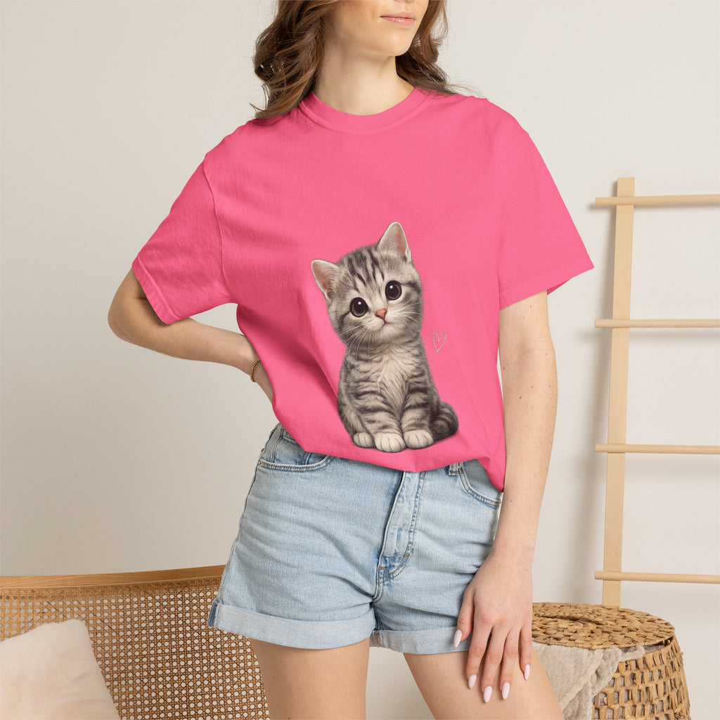 Smiling Tabby Kitten T-Shirt | Cute Cat Illustration