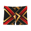 Geometric Gold & Red Athletic Women's Shorts — Bold Art Deco Pattern