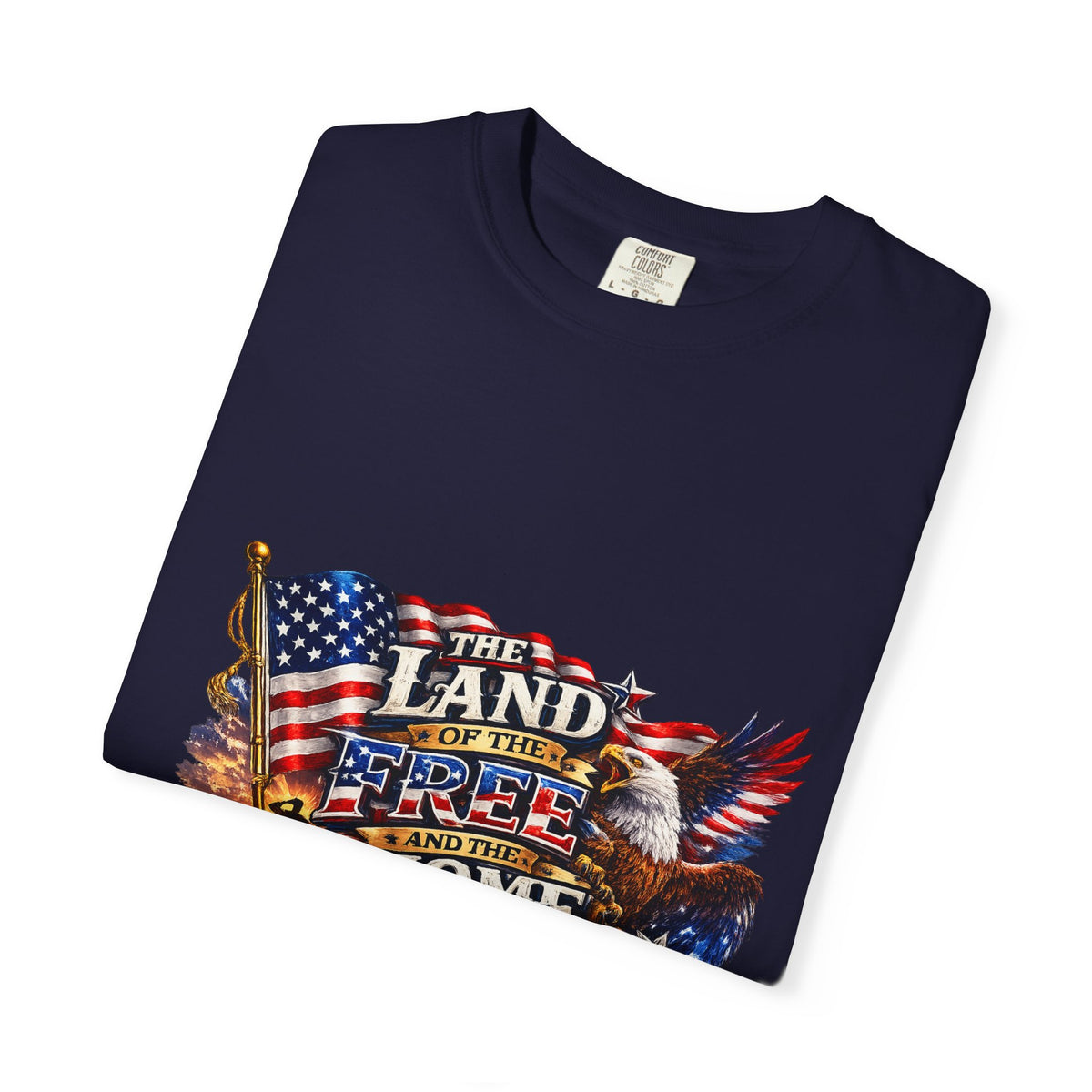 Land of the Free Home of the Brave T-Shirt | American Flag Eagle