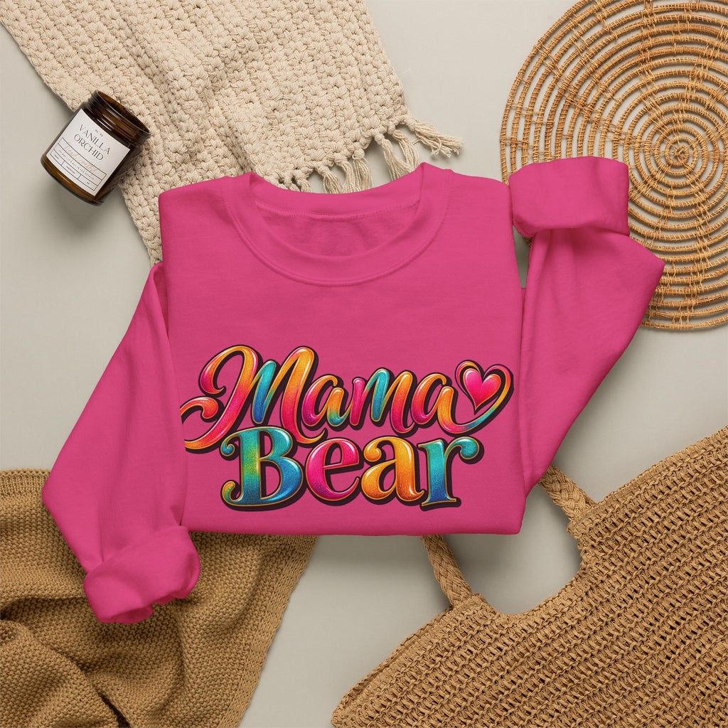Mama Bear Crewneck Sweatshirt – Colorful Retro Mom Graphic