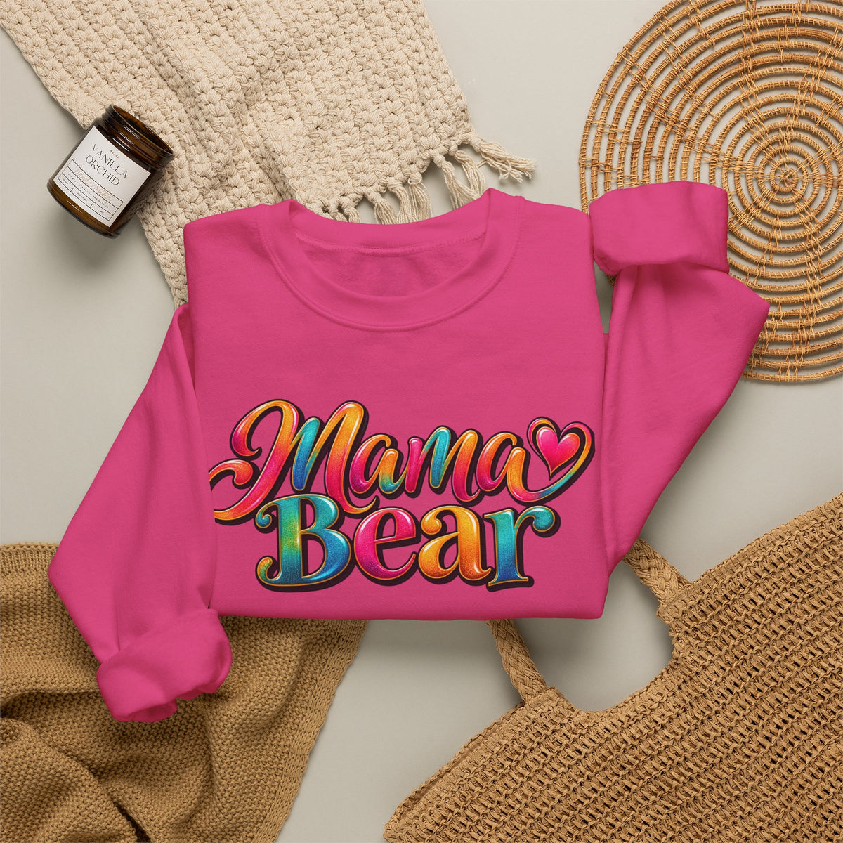 Mama Bear Crewneck Sweatshirt – Colorful Retro Mom Graphic