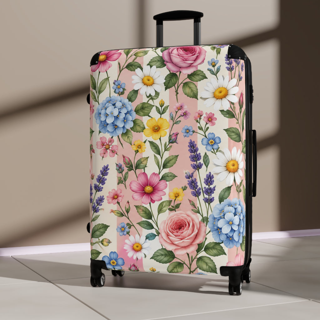 Floral Carry-On Suitcase – Pastel Watercolor Flowers Travel Luggage