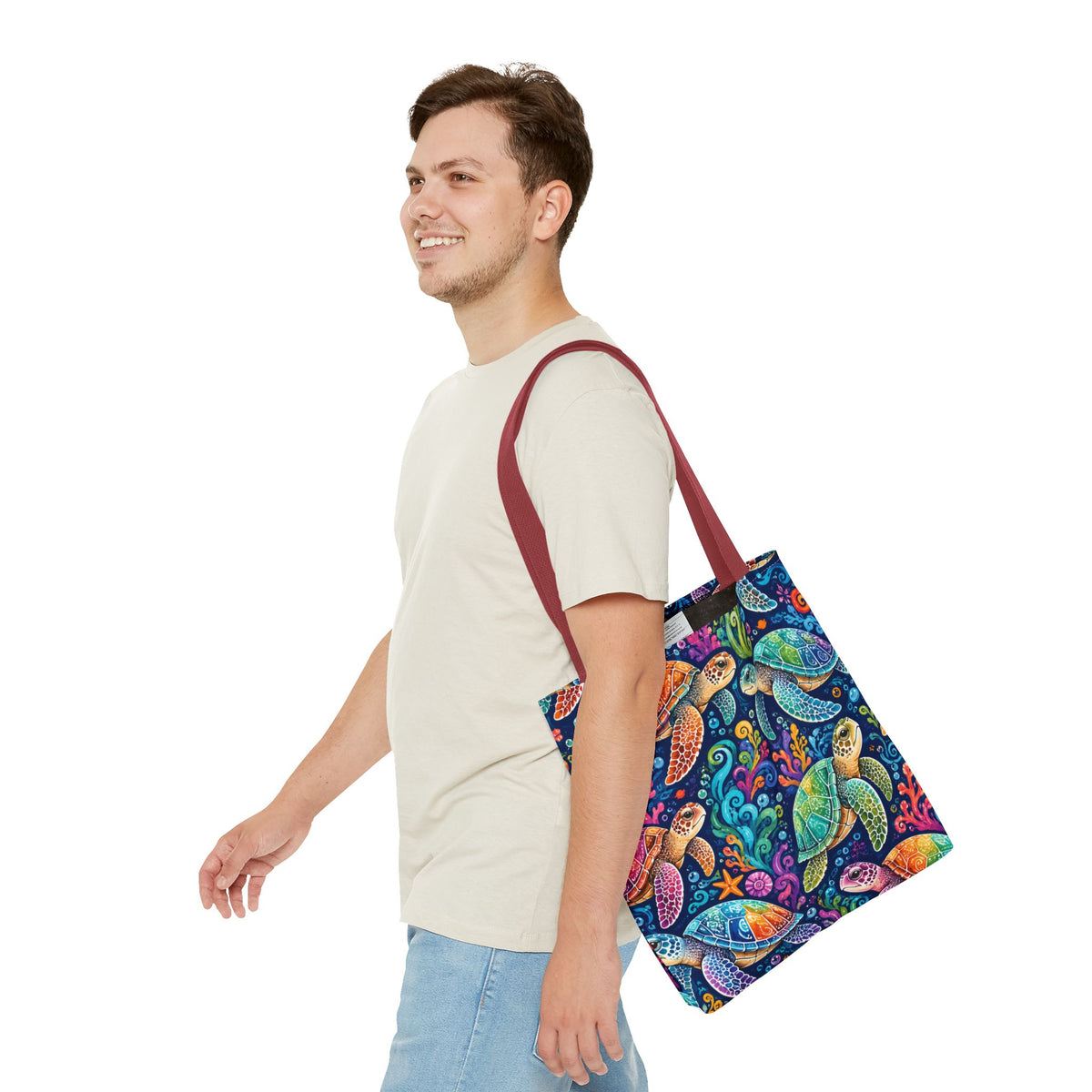 Colorful Sea Turtles Tote Bag — Vibrant Ocean Art Beach Tote
