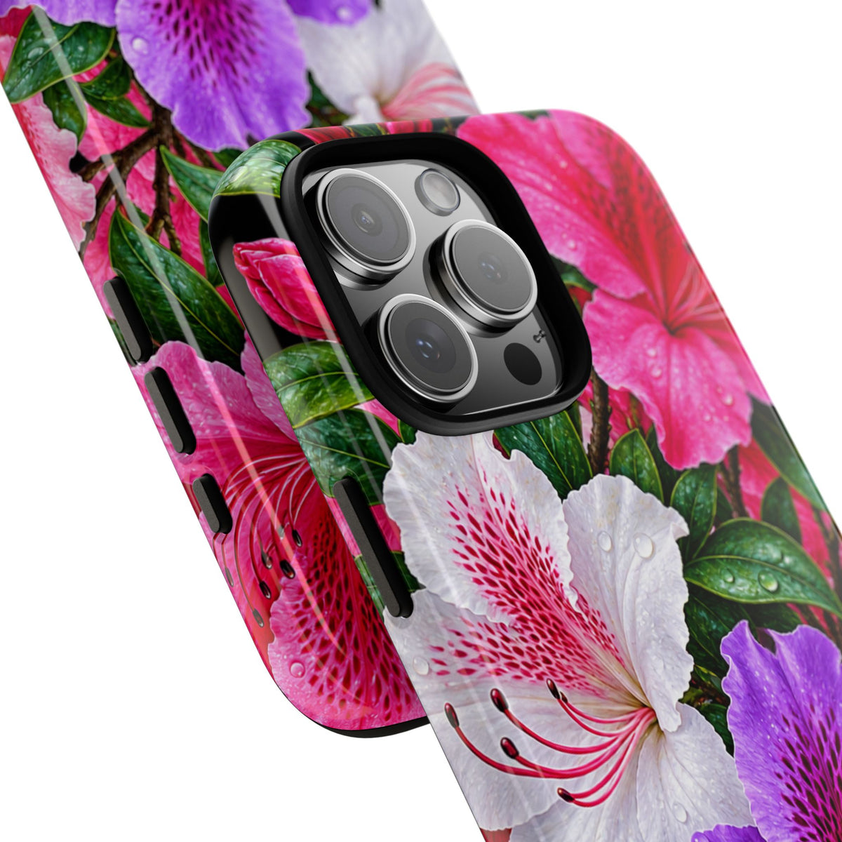 Floral Azalea Phone Case — Vibrant Pink & Purple Blossom Protection