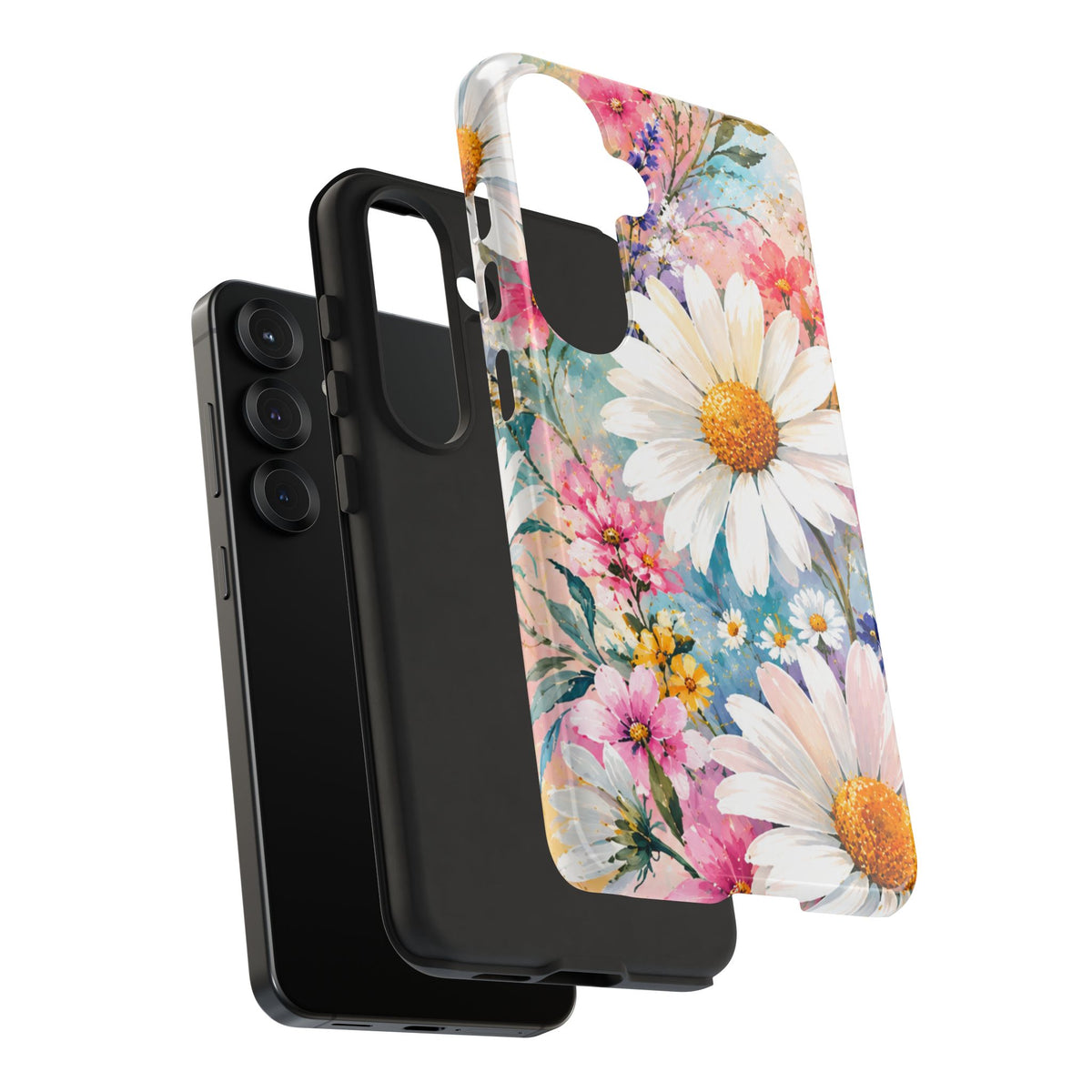 Floral Daisy Phone Case — Watercolor Daisies Protective Tough Case