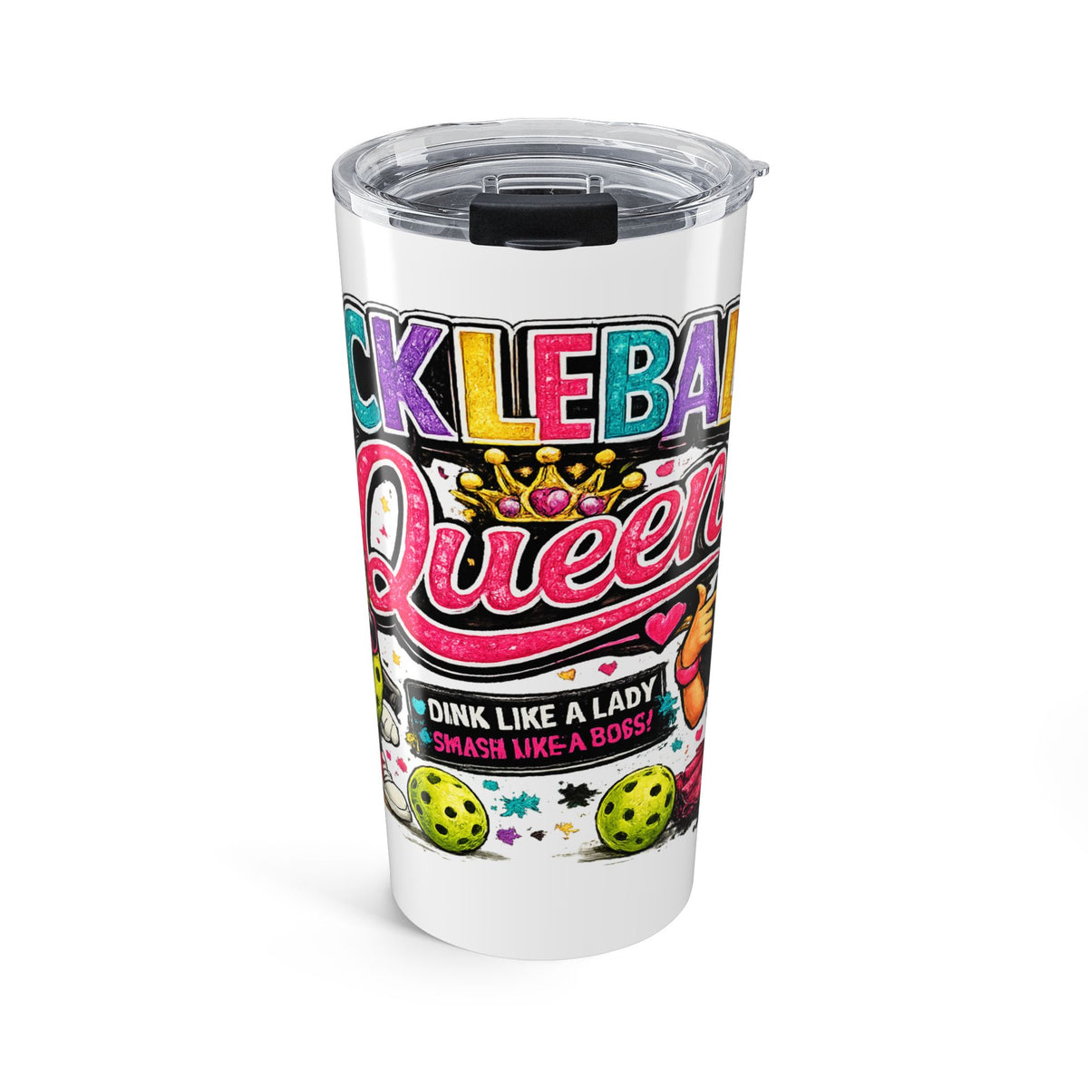 Pickleball Queen Tumbler 20oz | Colorful Sport Graphics