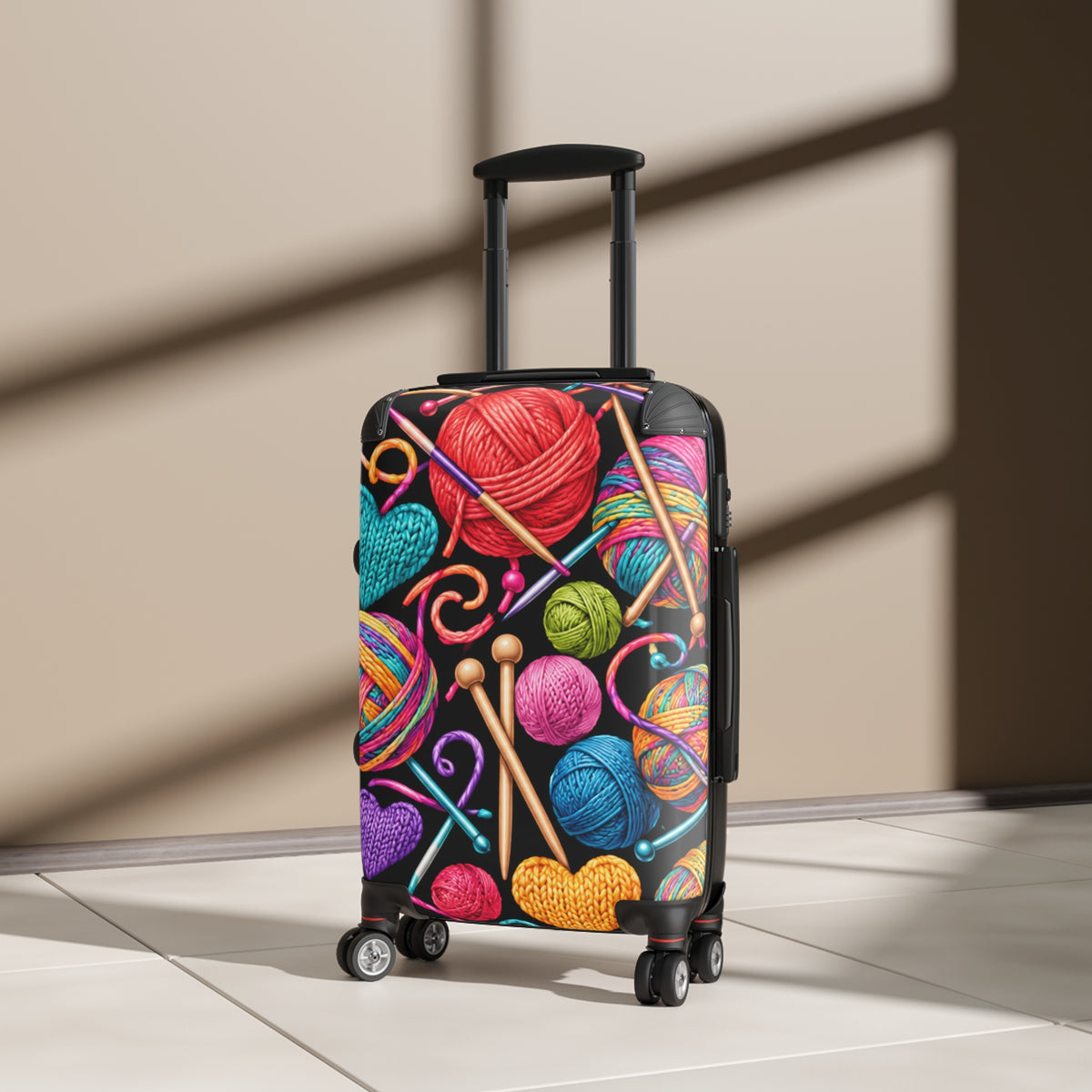 Knitting Hearts Suitcase – Colorful Yarn & Needles Carry-On