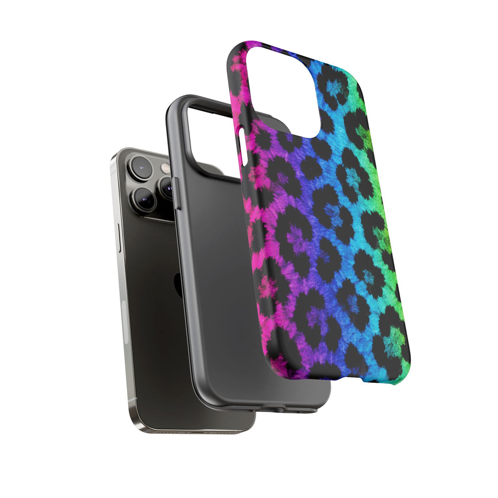 Neon Rainbow Leopard Tough Case – Colorful Animal Print Phone Cover