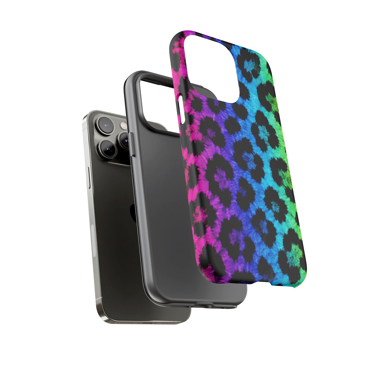 Neon Rainbow Leopard Tough Case – Colorful Animal Print Phone Cover